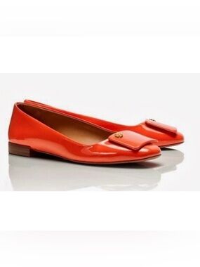 Tory Burch Orange Patent Leather Ballet Flats Shoes Women Size 7.5 M